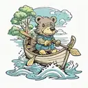 bear and duck together in canoe   tattoo design idea
