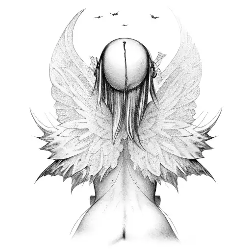 fairy grunge wings tattoo design idea