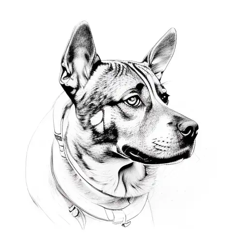 man with brindle dog tattoo design idea