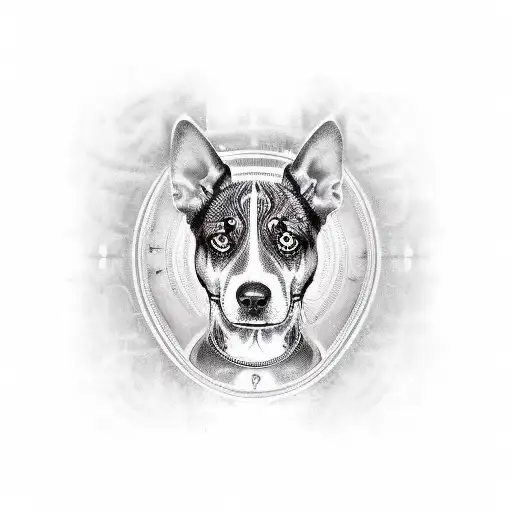 man with brindle dog tattoo design idea