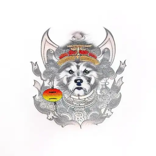 man with dog tattoo design idea