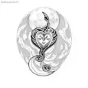 A heart music note moon tattoo design idea