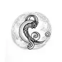 A heart music note moon tattoo design idea