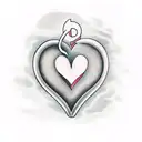 A heart-shaped music note surrounded by a swirling moon tattoo design idea