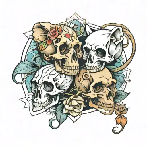 skulls and rats tattoo design idea