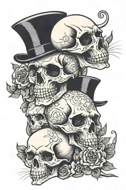 skulls and rats tattoo design idea