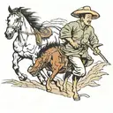 chinese farmer and horse that Runs away from him  tattoo design idea