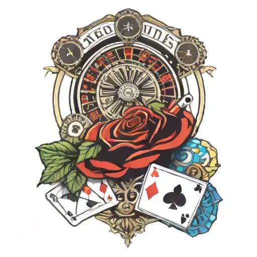 Playing cards, mixed with some dice and a roulette wheel  tattoo design idea
