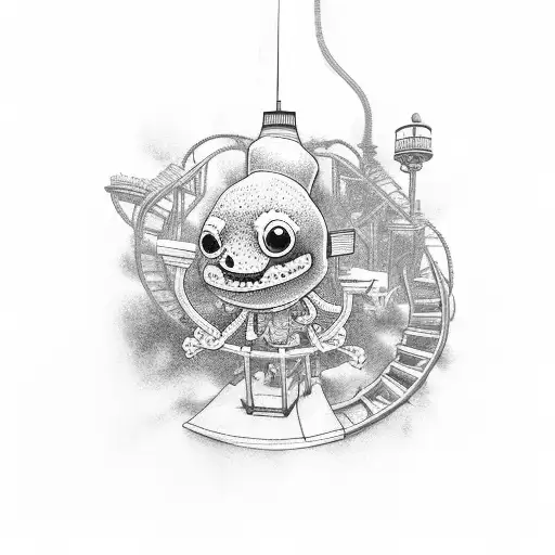 Stickman, going down a roller coaster. tattoo design idea