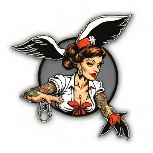 nurse pin-up tattoo design idea