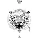 A stylized jaguar silhouette incorporating Mayan symbols tattoo design idea