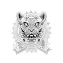 A stylized jaguar silhouette incorporating Mayan symbols tattoo design idea