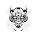 A stylized jaguar silhouette incorporating Mayan symbols tattoo design idea