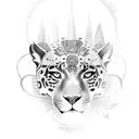 A stylized jaguar silhouette incorporating Mayan symbols tattoo design idea