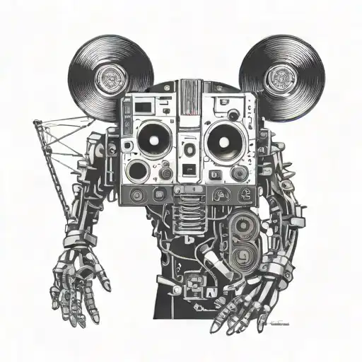 Incorporate iconic Radiohead album covers into a sleeve tattoo design tattoo design idea