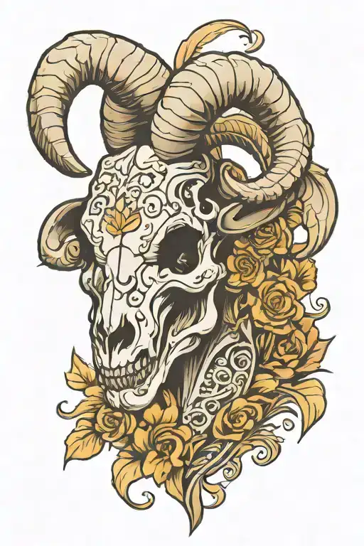 ram skull tattoo design idea