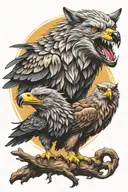 wolf and eagle tattoo design idea