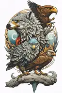 wolf and eagle tattoo design idea