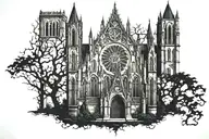 gothic cathedral tattoo design idea