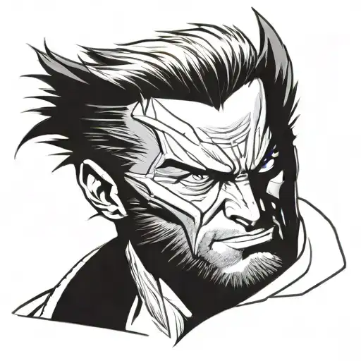 hugh jackman wolverine with cowl  tattoo design idea
