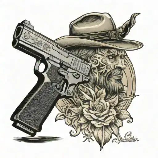 western outlaw with glock 19 tattoo design idea
