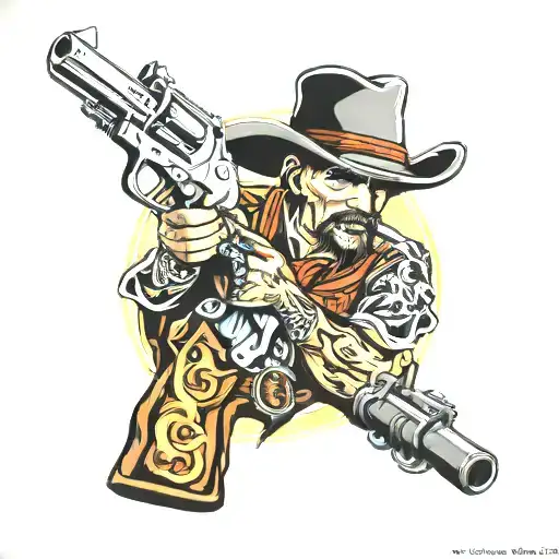 western outlaw with glocks  tattoo design idea