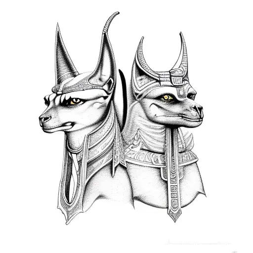 anubis and horus tattoo design idea
