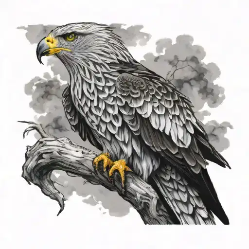 Red kite, cool pose, blue eyes, rest black tattoo design idea