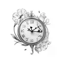 england, wales, spain, birth flowers x 2, clock   tattoo design idea