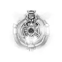 Generate a tattoo design with a movie reel, and a skeleton hand reaching out of the ground and turning into a Daphne tre tattoo design idea