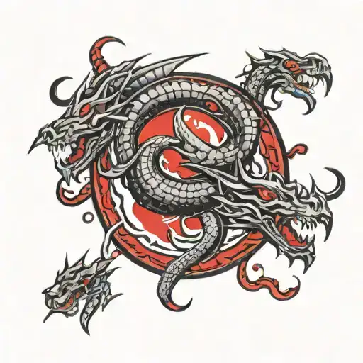mortal kombat dragon logo with red ink tattoo design idea