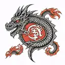mortal kombat dragon logo with red ink tattoo design idea