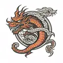 mortal kombat dragon logo with red ink tattoo design idea