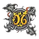 three number sevens horizontally next to each other with flames coming from the numbers tattoo design idea