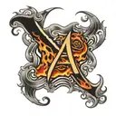 three number sevens horizontally next to each other with flames coming from the numbers tattoo design idea