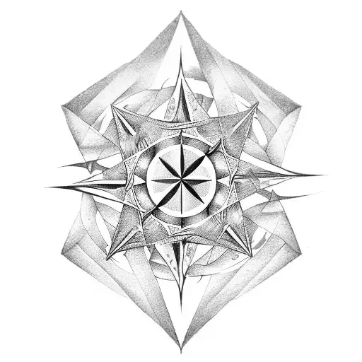 wind rose with the initials of my family in the cardinal points tattoo design idea