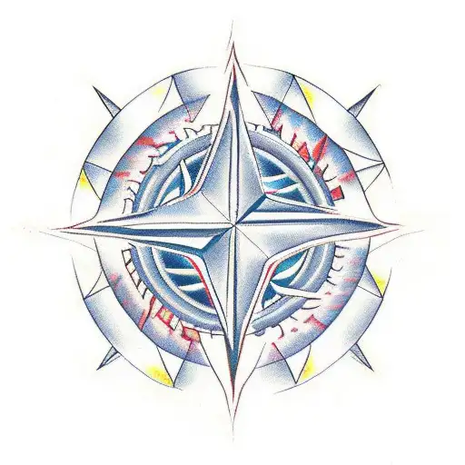 wind rose with the initials of my family in the cardinal points tattoo design idea