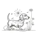 dachshund and dandelion tattoo design idea