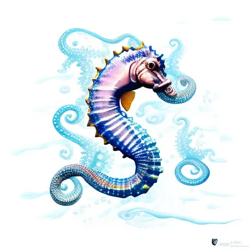 sea horse snake guitar tattoo design idea