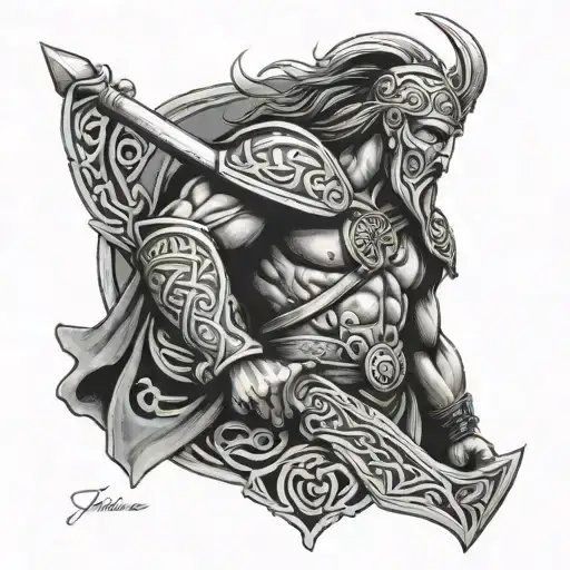 Celtic warrior  tattoo design idea