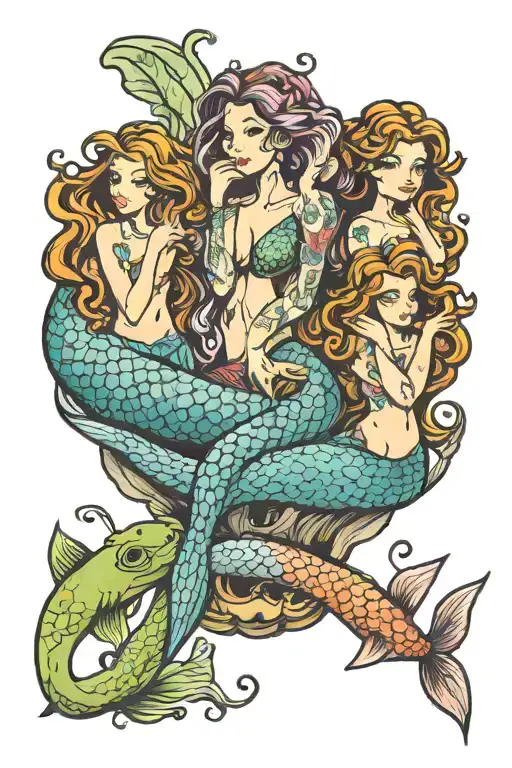 mermaids see no evil speak no evil hear no evil speak no evil tattoo design idea