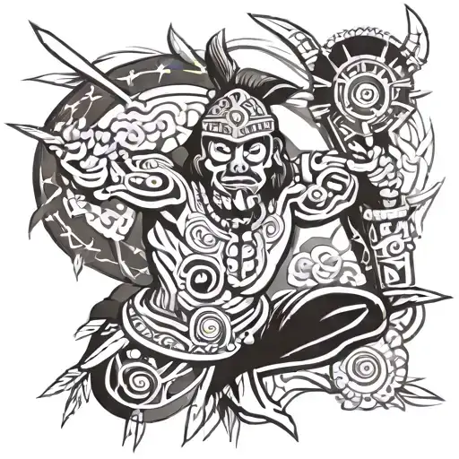 Puerto Rican Taino warrior tattoo design idea