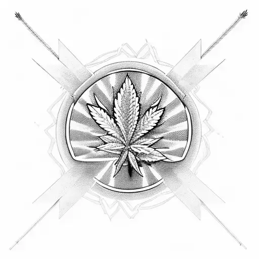 A microphone intertwined with marijuana plants, representing the connection between hip-hop and weed culture. tattoo design idea