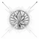 A microphone intertwined with marijuana plants, representing the connection between hip-hop and weed culture. tattoo design idea