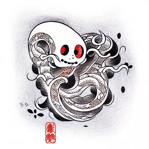 cute ghost tattoo design idea