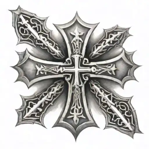 ancient templar cross tattoo design idea