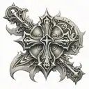 ancient templar cross tattoo design idea