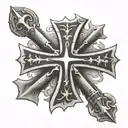 ancient templar cross tattoo design idea