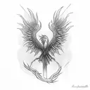 Phoenix broken heart simple tattoo design idea