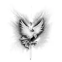 Phoenix broken heart simple tattoo design idea
